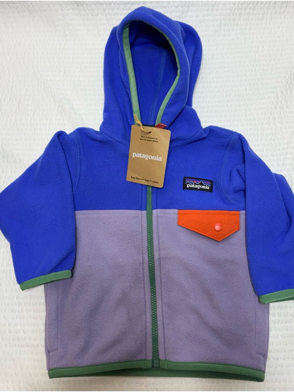 Patagonia Colorblock Kids Fleece Hoodie - Blue, Lavender, Orange